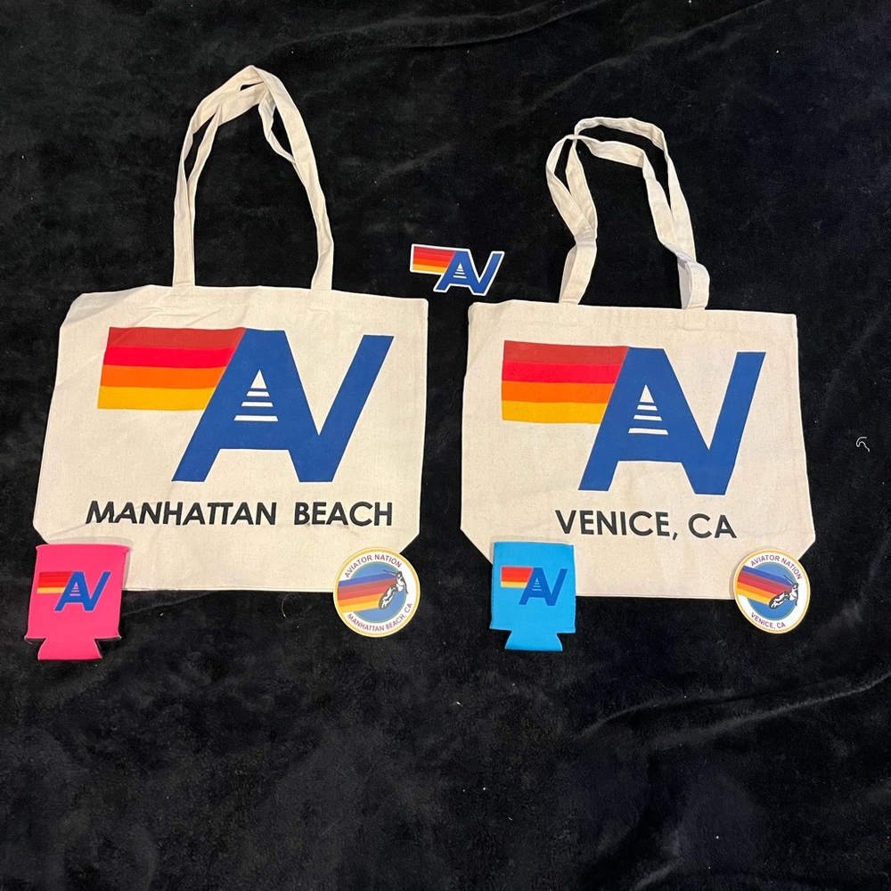 Bundle of 2 Aviator Nation Tote Bags and Swag